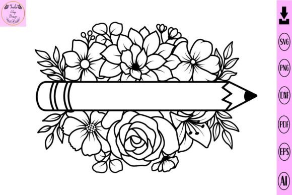 Pencil Flower Svg: Graphics & Print Templates