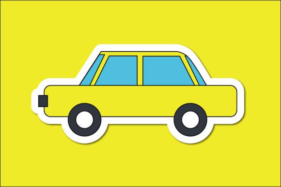Vehicle Sticker Icon: Yellow Car Graphics & Icons